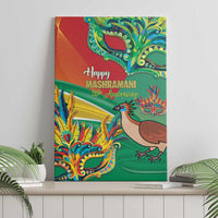 Green canvas wall art for Mashramani, “Happy Mashramani Anniversary” text with bird and crown