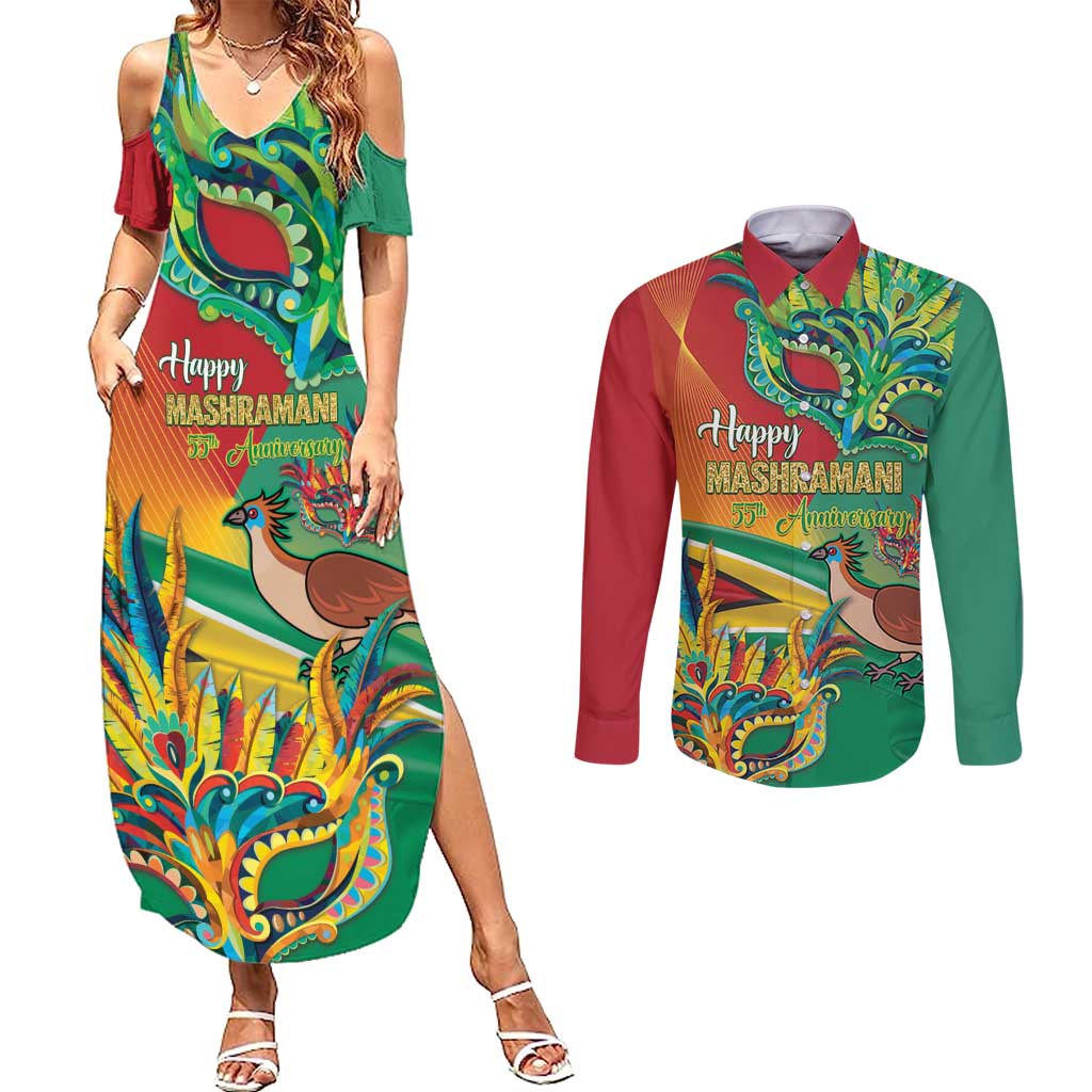 Guyana Republic Day Couples Matching Summer Maxi Dress and Long Sleeve Button Shirt Happy Mashramani 55th Anniversary