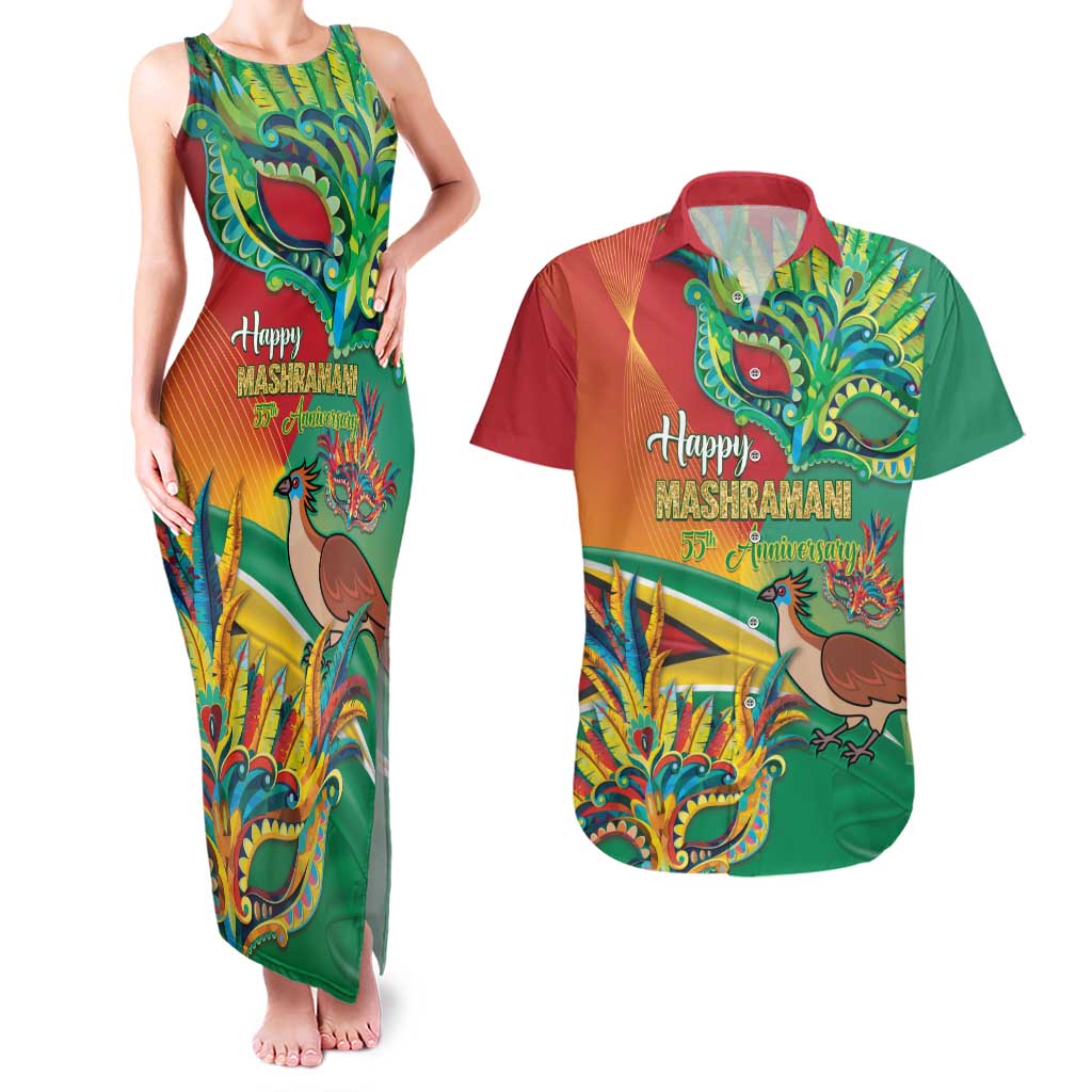 Guyana Republic Day Couples Matching Tank Maxi Dress and Hawaiian Shirt Happy Mashramani 55th Anniversary