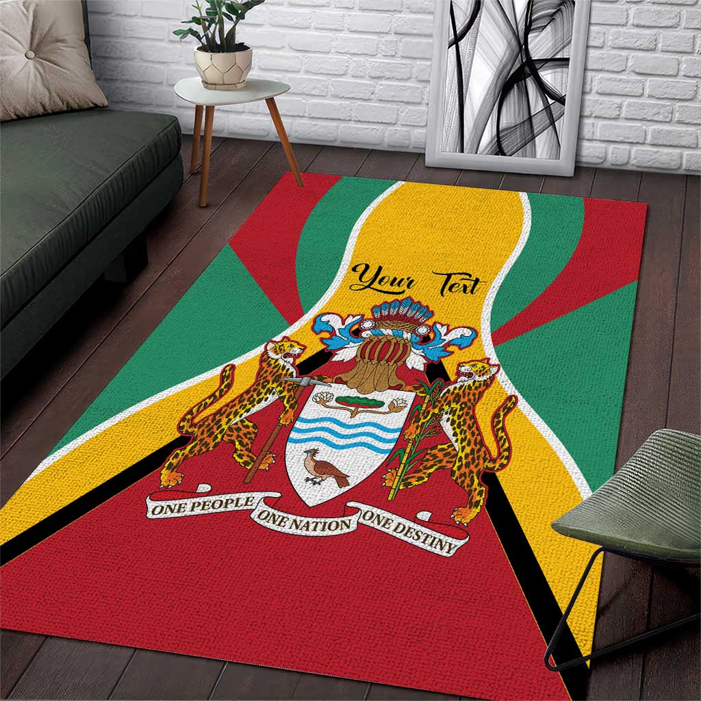 Personalized Guyana Coat Of Arms Area Rug Flag Color