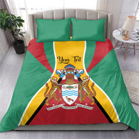 Green Guyana bedding set with coat of arms flag duvet and two matching pillowcases