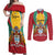 Personalized Guyana Coat Of Arms Couples Matching Off Shoulder Maxi Dress and Long Sleeve Button Shirt Flag Color