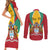 Personalized Guyana Coat Of Arms Couples Matching Short Sleeve Bodycon Dress and Long Sleeve Button Shirt Flag Color