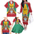 Personalized Guyana Coat Of Arms Family Matching Off The Shoulder Long Sleeve Dress and Hawaiian Shirt Flag Color