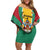 Personalized Guyana Coat Of Arms Family Matching Off Shoulder Short Dress and Hawaiian Shirt Flag Color