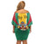 Personalized Guyana Coat Of Arms Family Matching Off Shoulder Short Dress and Hawaiian Shirt Flag Color