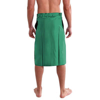 Green lavalava sarong with elastic waistband and pleated back