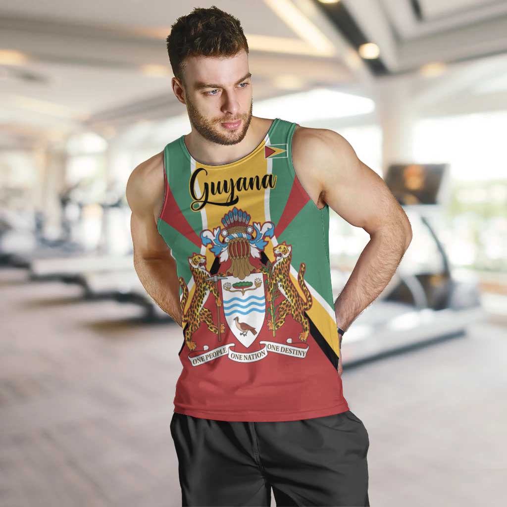 Personalized Guyana Coat Of Arms Men Tank Top Flag Color