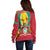 Personalized Guyana Coat Of Arms Off Shoulder Sweater Flag Color