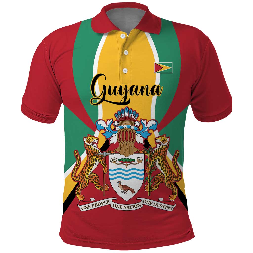 Personalized Guyana Coat Of Arms Polo Shirt Flag Color