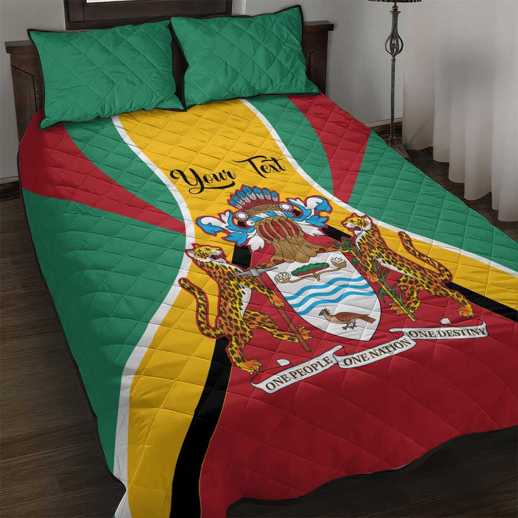 Personalized Guyana Coat Of Arms Quilt Bed Set Flag Color - Wonder Print Shop