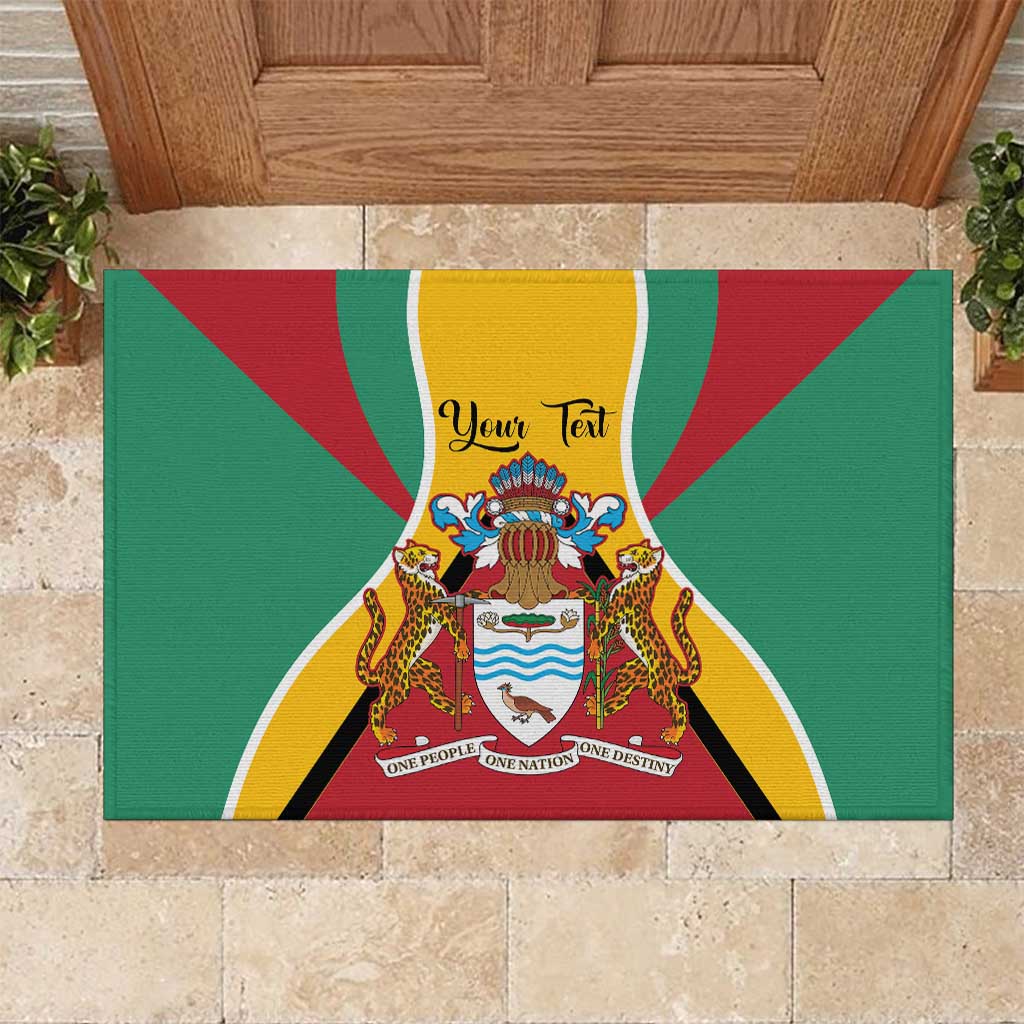 Personalized Guyana Coat Of Arms Rubber Doormat Flag Color - Wonder Print Shop