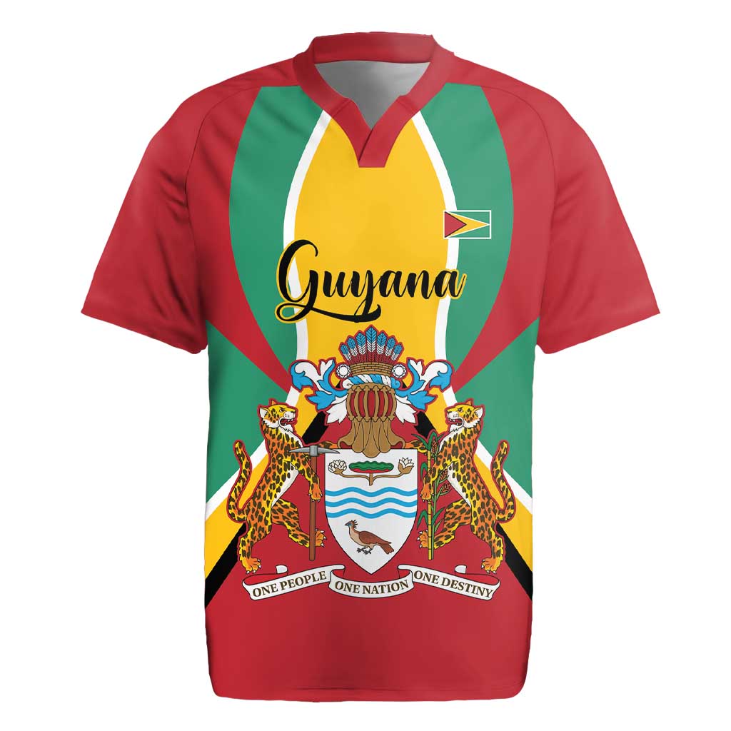 Personalized Guyana Coat Of Arms Rugby Jersey Flag Color - Wonder Print Shop