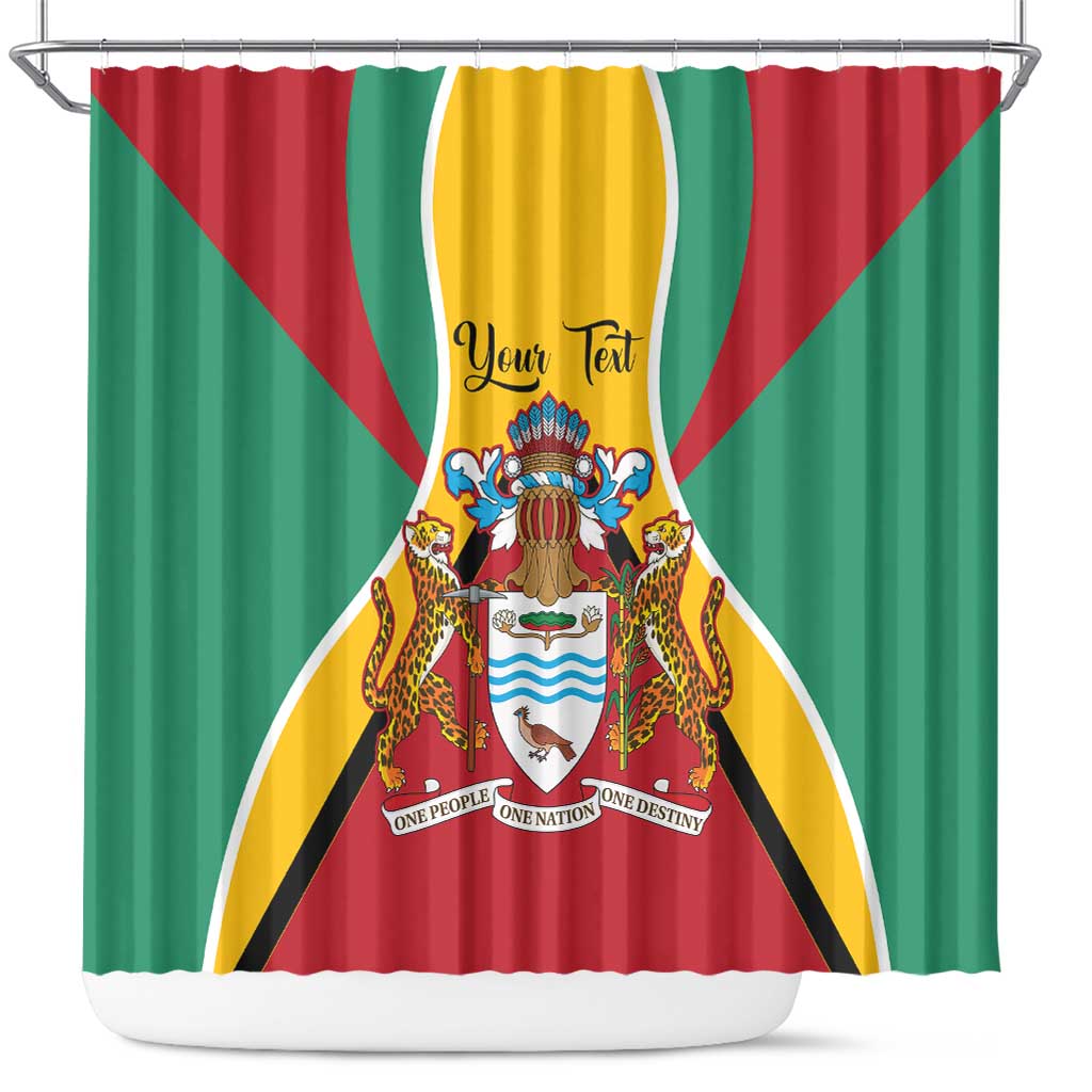 Personalized Guyana Coat Of Arms Shower Curtain Flag Color - Wonder Print Shop