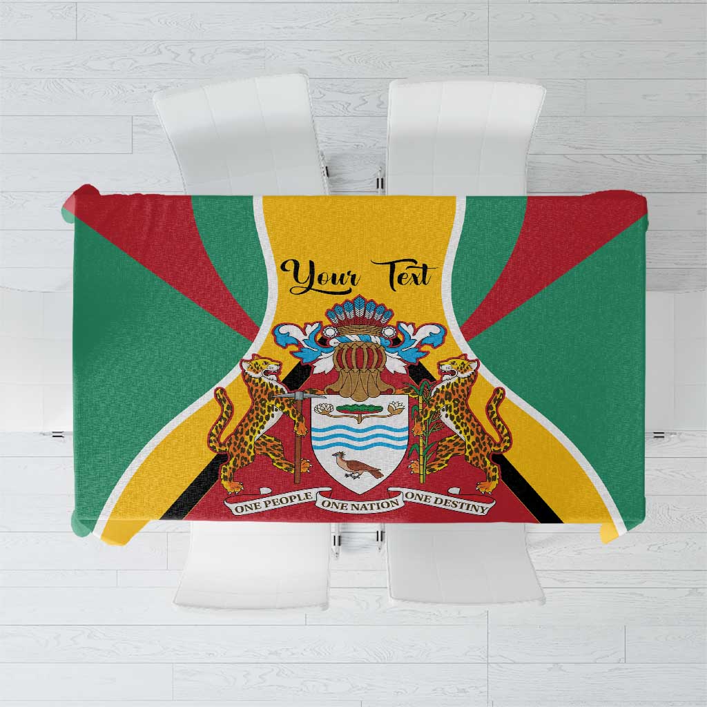 Guyana coat of arms tablecloth with red, green, and yellow flag design and crest