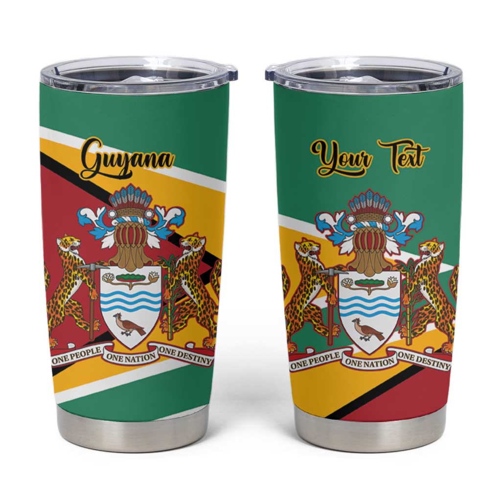 Personalized Guyana Coat Of Arms Tumbler Cup Flag Color - Wonder Print Shop