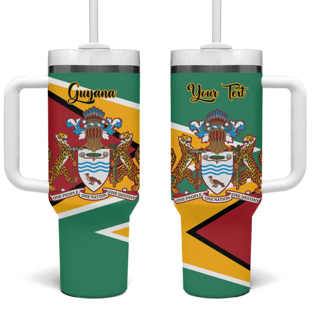 Personalized Guyana Coat Of Arms Tumbler With Handle Flag Color - Wonder Print Shop