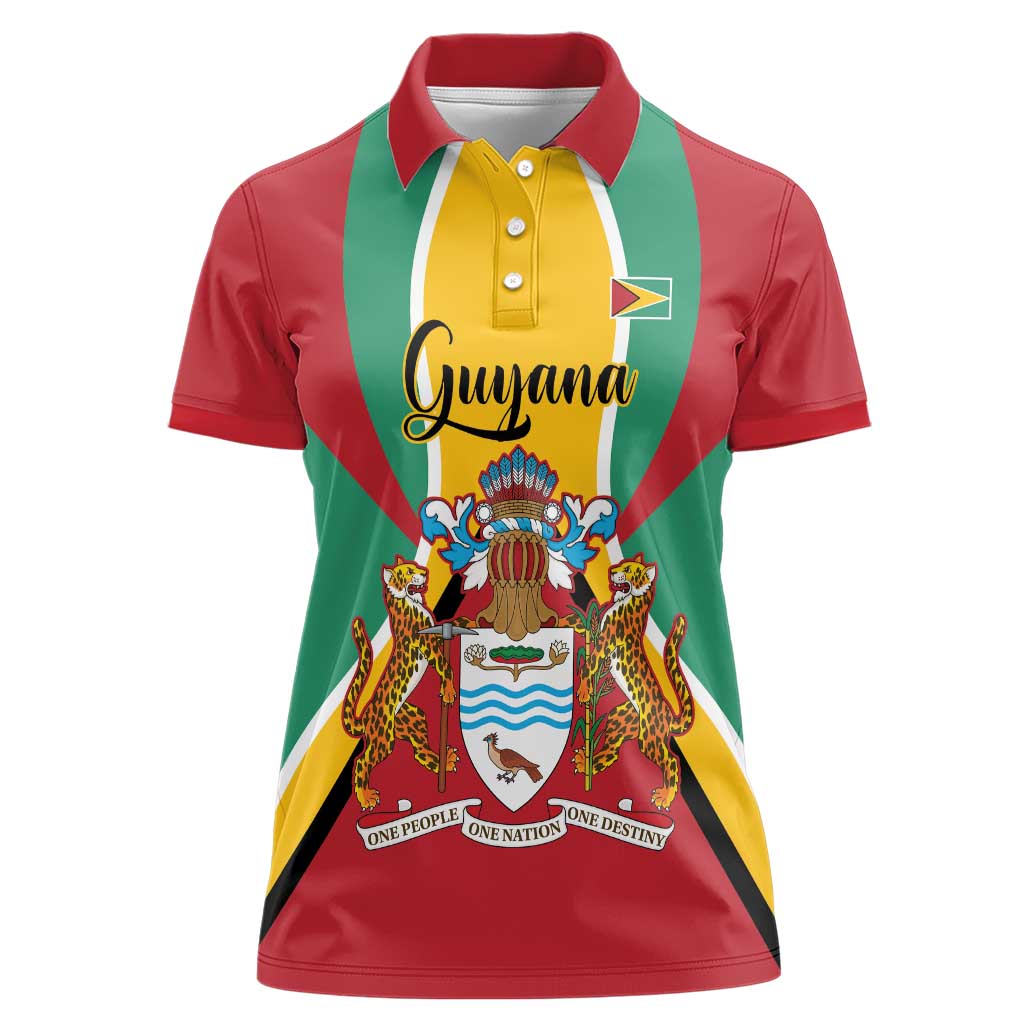 Personalized Guyana Coat Of Arms Women Polo Shirt Flag Color - Wonder Print Shop