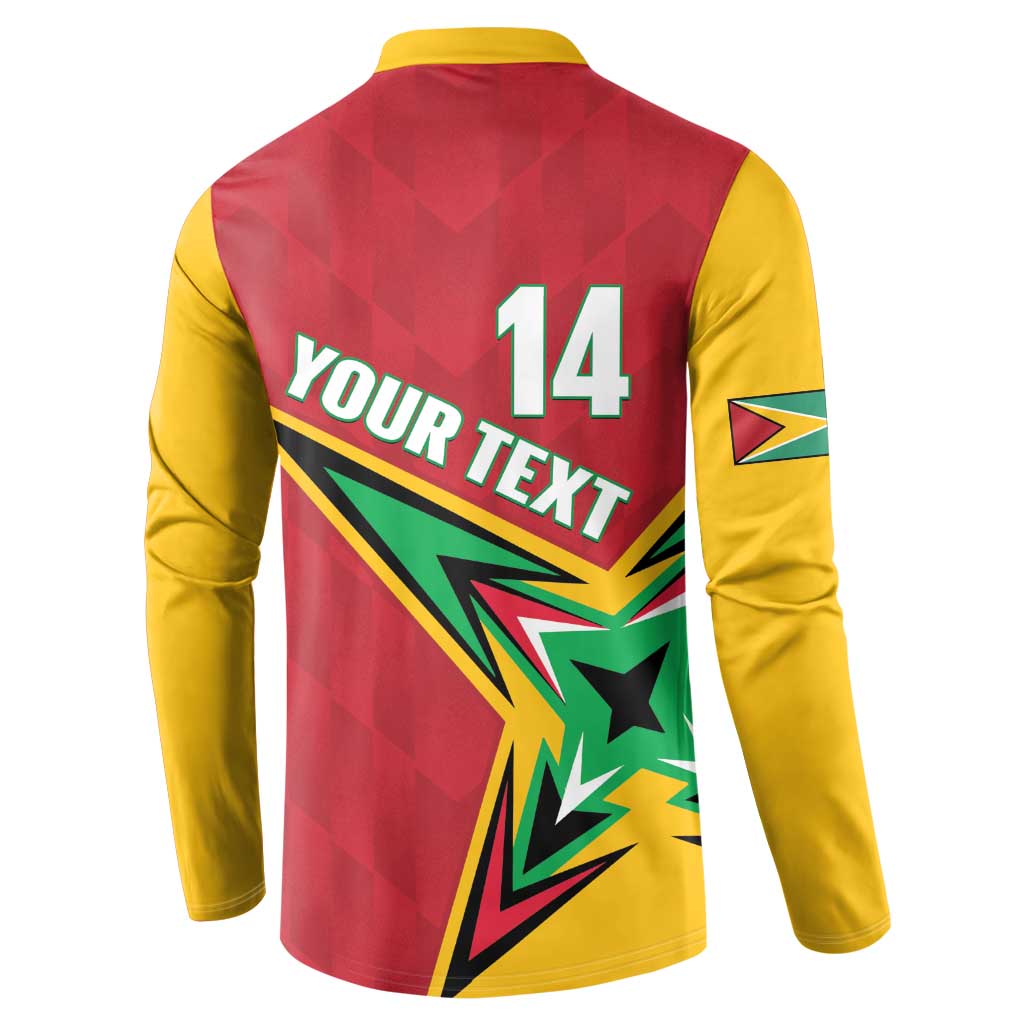 Red and yellow cricket button sweatshirt back with “YOUR TEXT” and number 14.