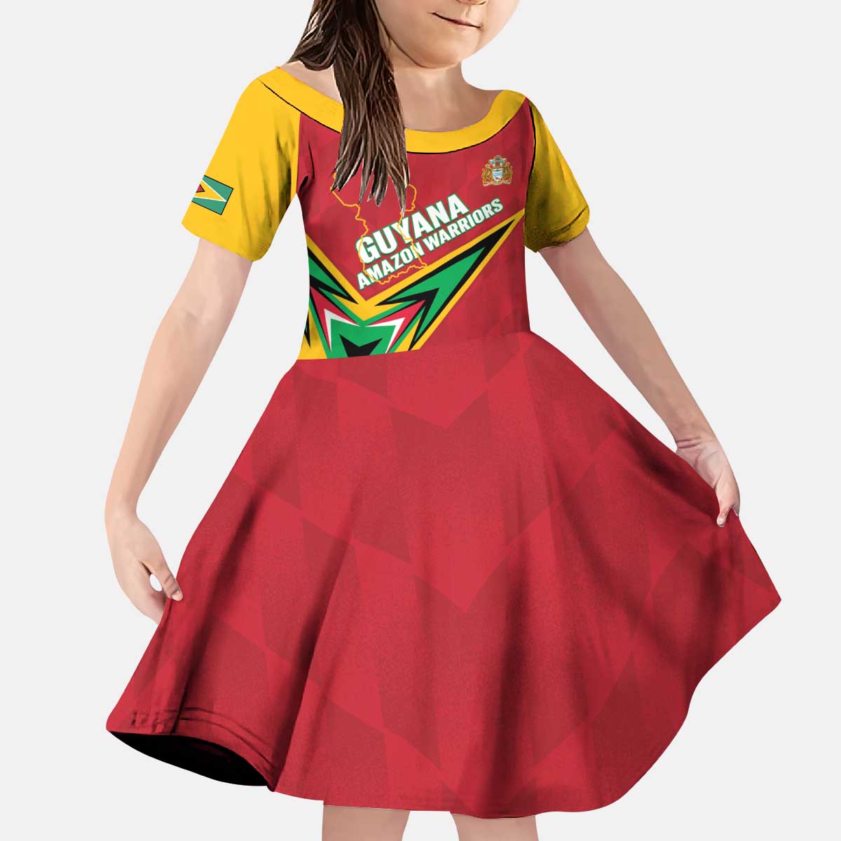 Custom Guyana Cricket Kid Short Sleeve Dress Go Champions Amazon Warriors