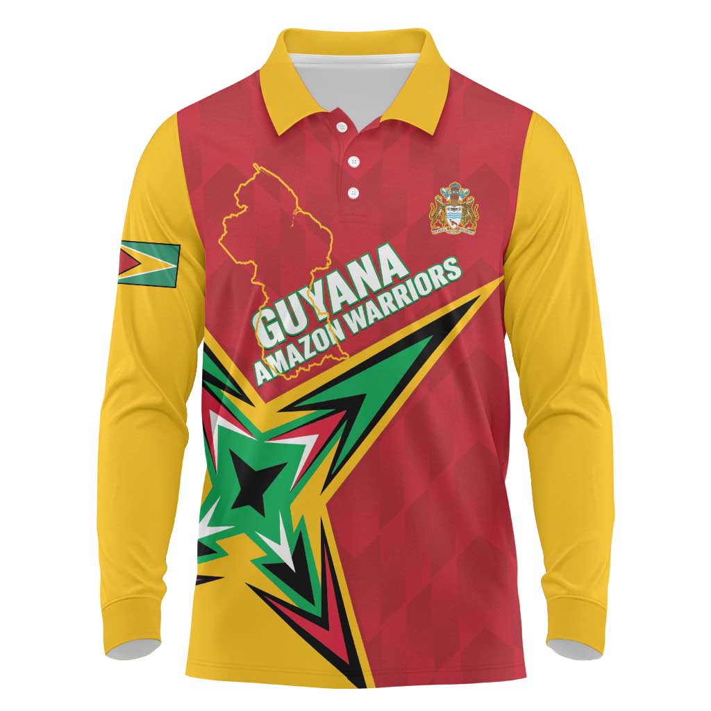 Custom Guyana Cricket Long Sleeve Polo Shirt Go Champions Amazon Warriors