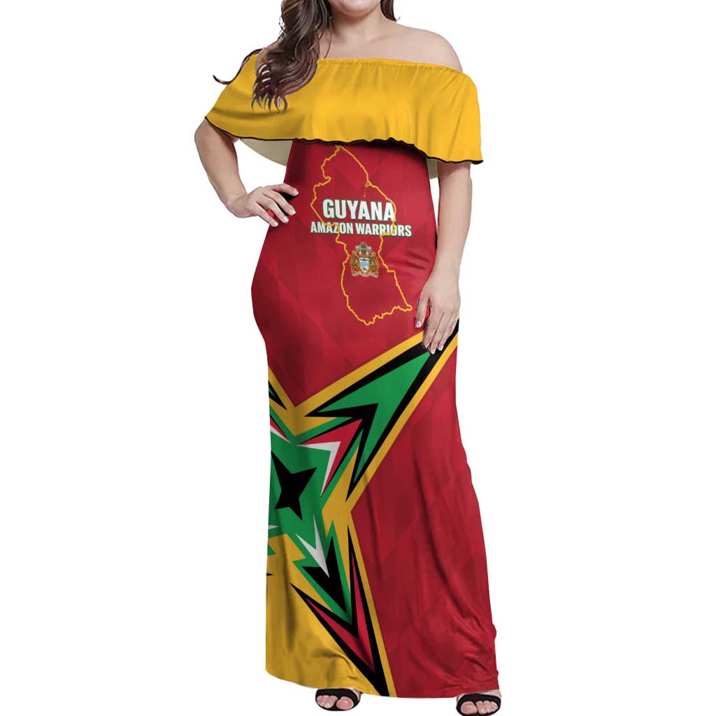 Custom Guyana Cricket Off Shoulder Maxi Dress Go Champions Amazon Warriors