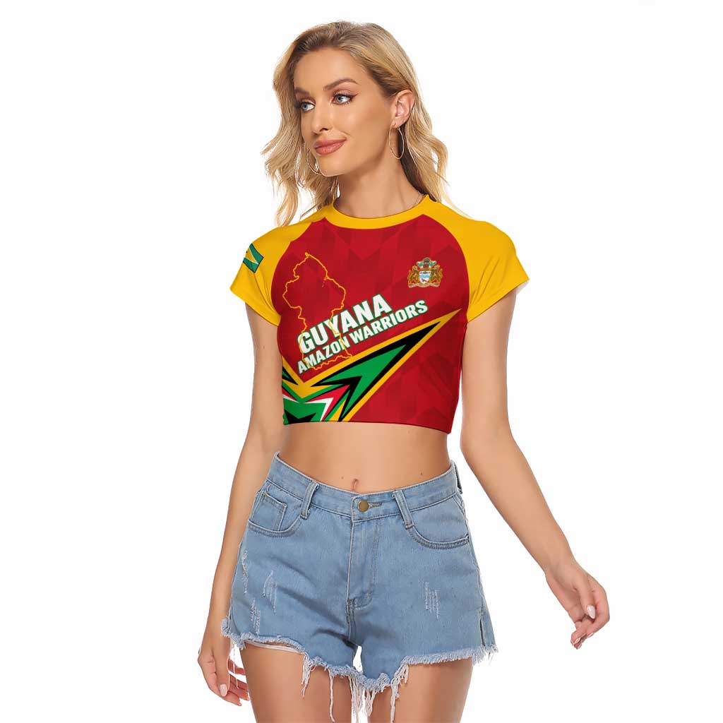 Custom Guyana Cricket Raglan Cropped T Shirt Go Champions Amazon Warriors - Wonder Print Shop