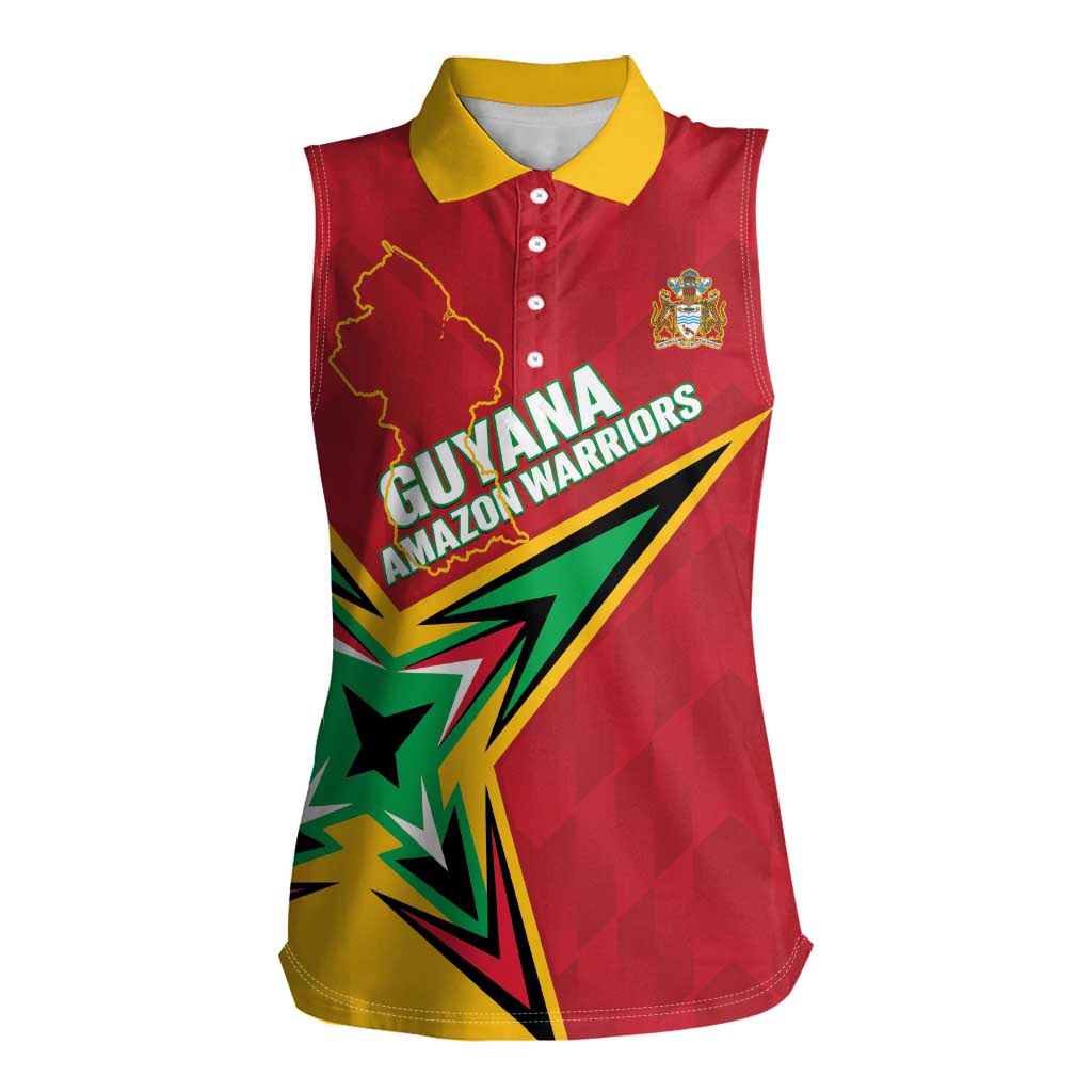 Custom Guyana Cricket Women Sleeveless Polo Shirt Go Champions Amazon Warriors - Wonder Print Shop