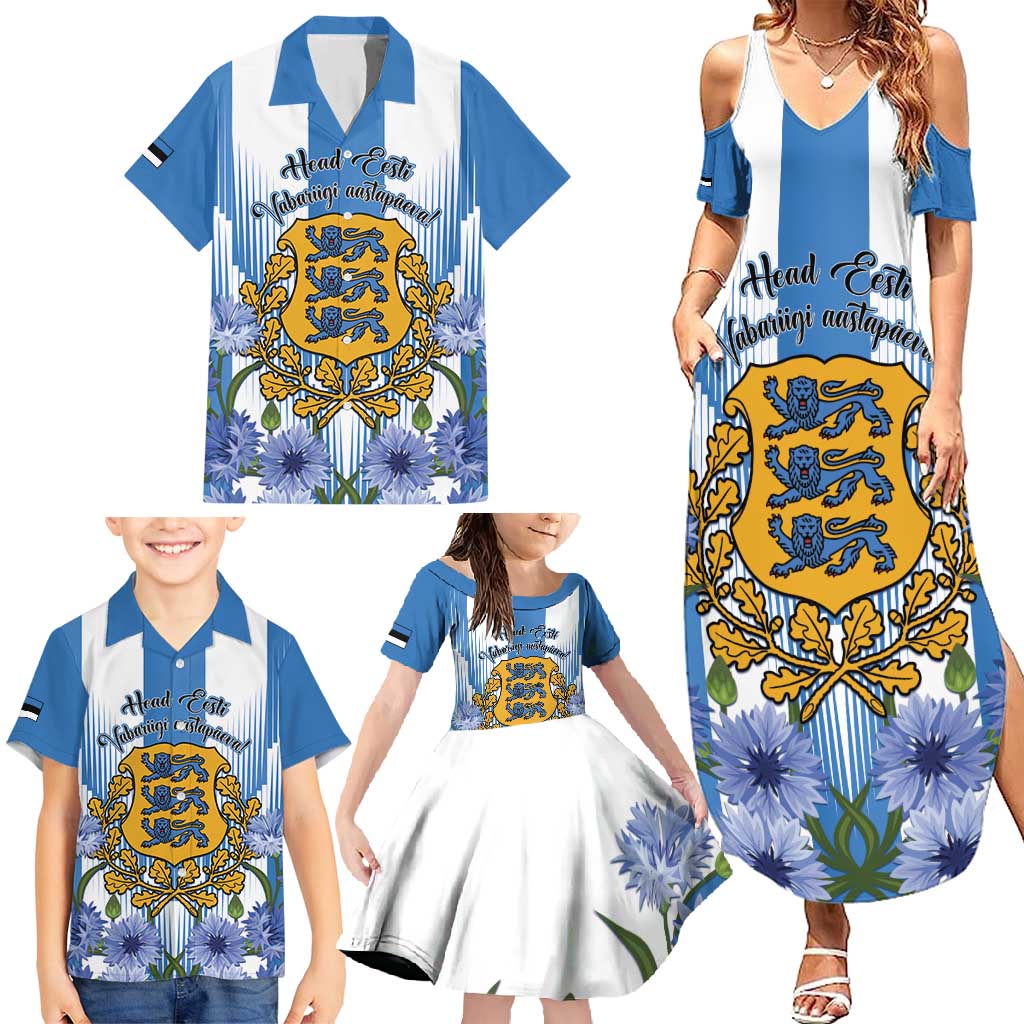 Estonia Independence Day Family Matching Summer Maxi Dress and Hawaiian Shirt Head Eesti Vabariigi Aastapaeva!