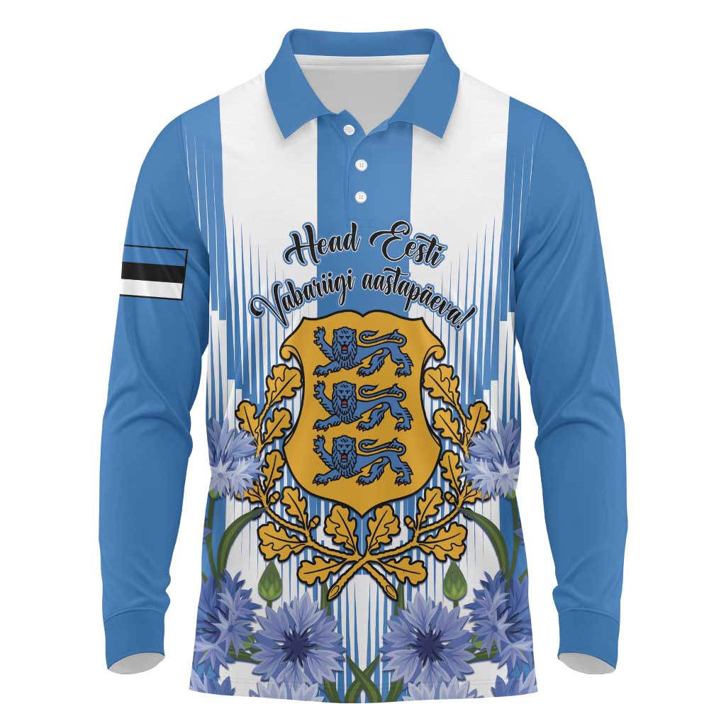 Estonia Independence Day Long Sleeve Polo Shirt Head Eesti Vabariigi Aastapaeva!