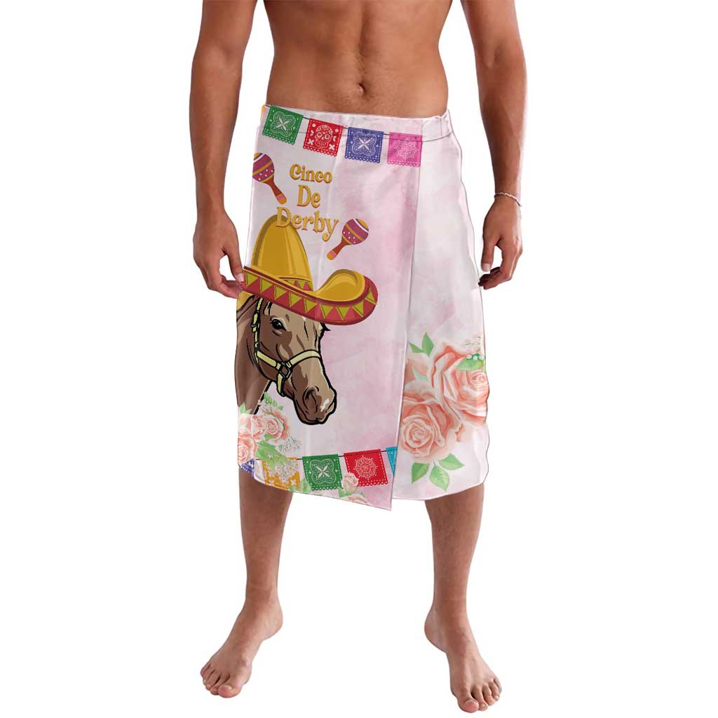 Pink printed derby skirt with horse and rose graphics, front view