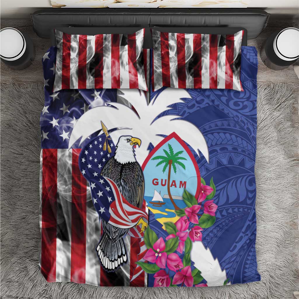 United States Guam Bedding Set USA Eagle Guahan Seal Bougainvillea - Wonder Print Shop