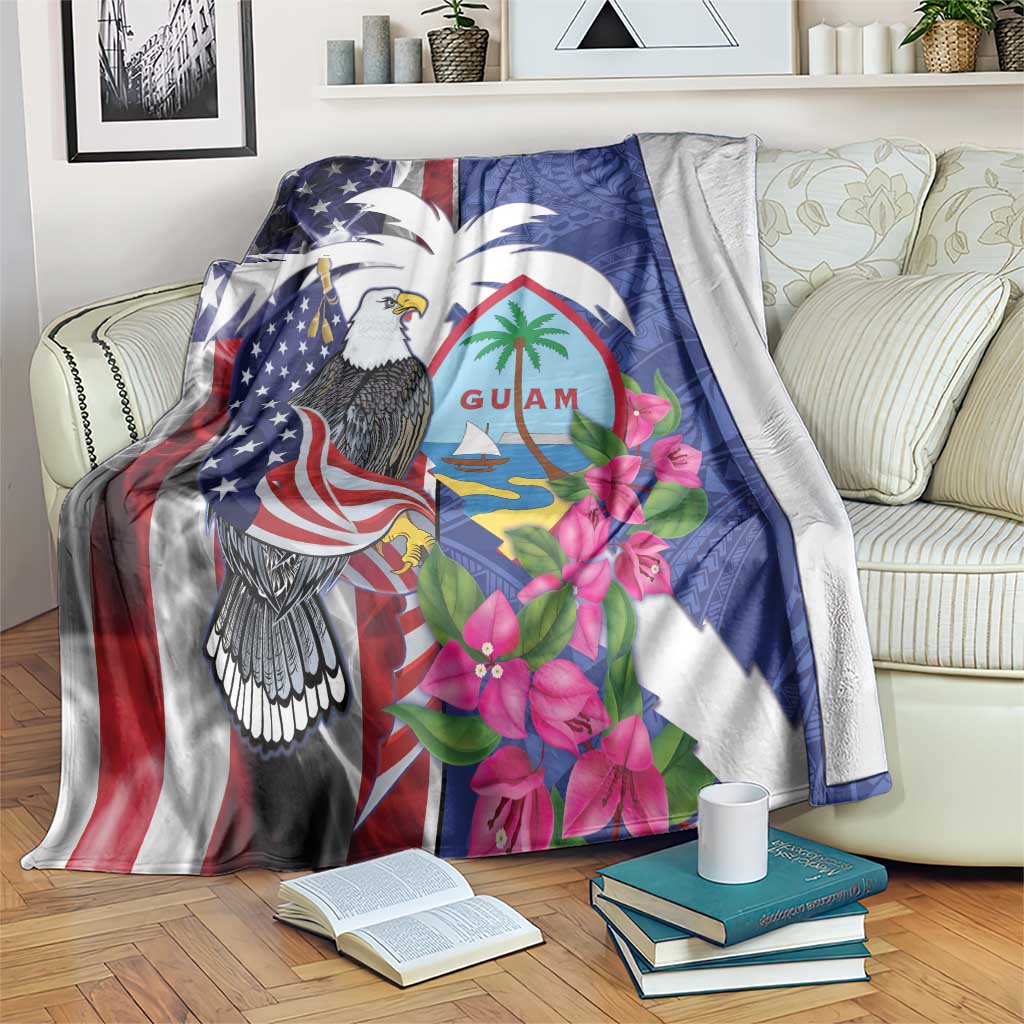 United States Guam Blanket USA Eagle Guahan Seal Bougainvillea - Wonder Print Shop