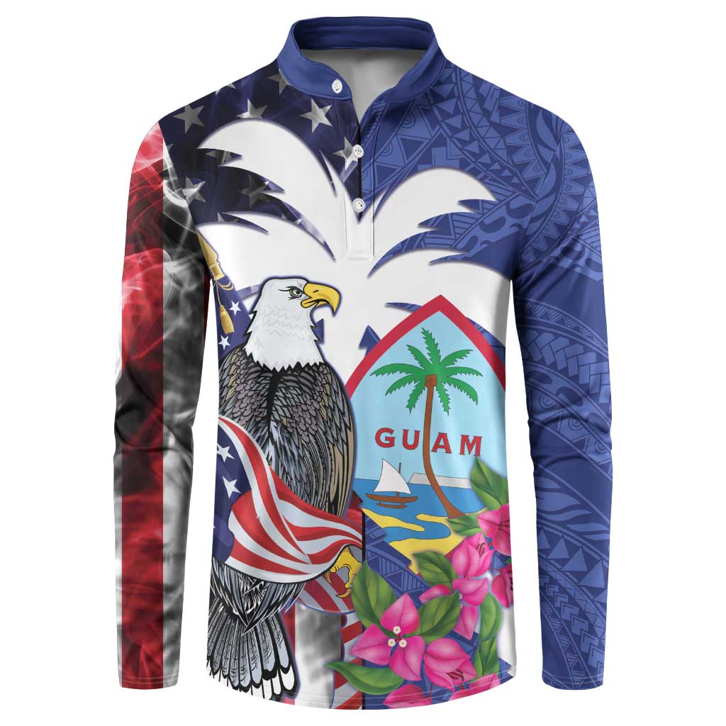 United States Guam Button Sweatshirt USA Eagle Guahan Seal Bougainvillea - Wonder Print Shop