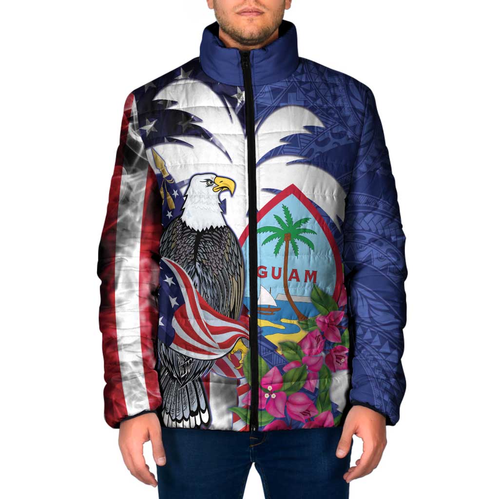 United States Guam Padded Jacket USA Eagle Guahan Seal Bougainvillea - Wonder Print Shop