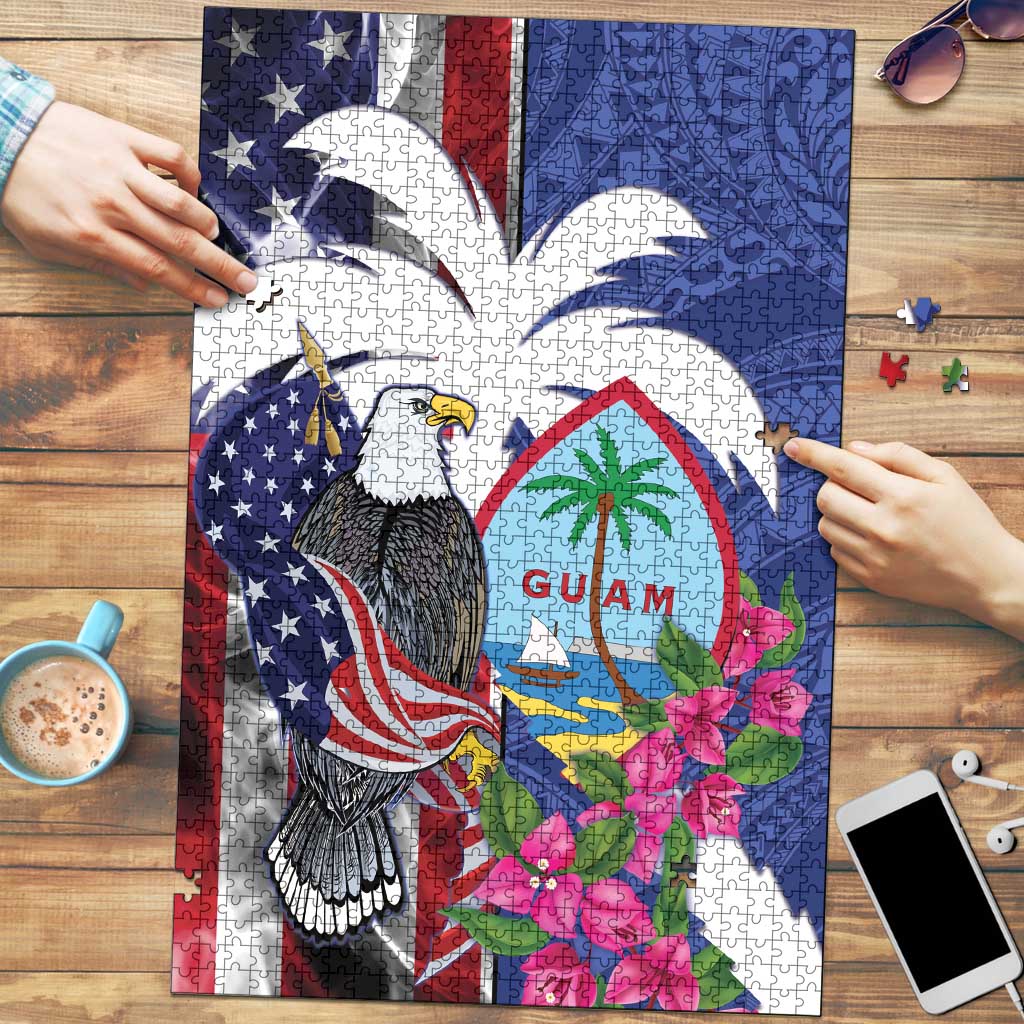 United States Guam Puzzle USA Eagle Guahan Seal Bougainvillea - Wonder Print Shop