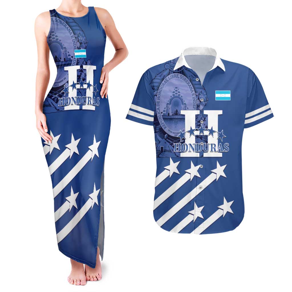 Custom Honduras Football Couples Matching Tank Maxi Dress and Hawaiian Shirt 2025 Vamos Los Catrachos