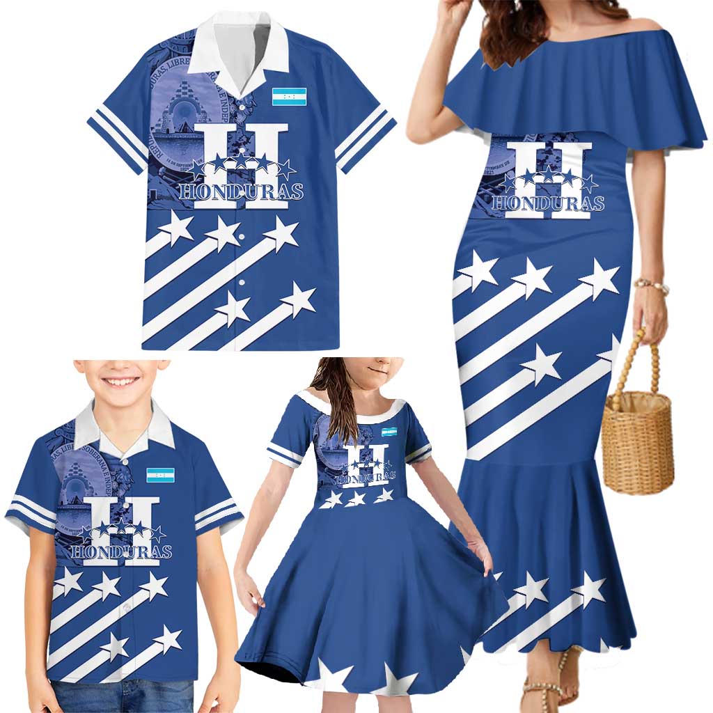 Custom Honduras Football Family Matching Mermaid Dress and Hawaiian Shirt 2025 Vamos Los Catrachos