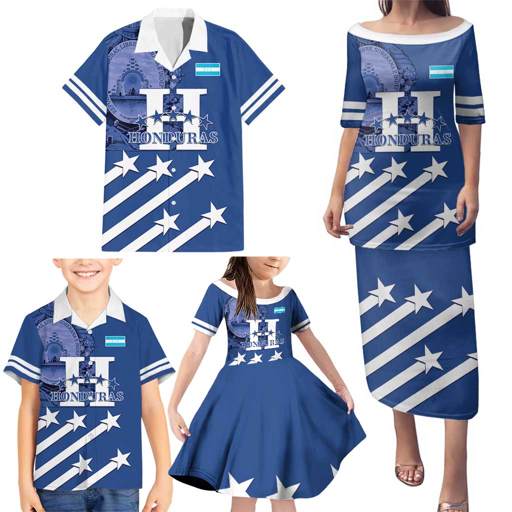 Custom Honduras Football Family Matching Puletasi and Hawaiian Shirt 2025 Vamos Los Catrachos