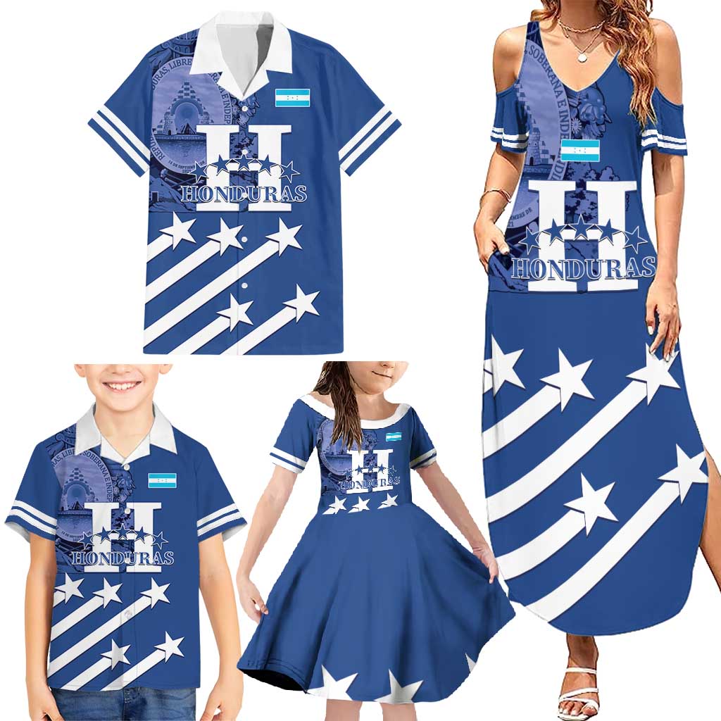 Custom Honduras Football Family Matching Summer Maxi Dress and Hawaiian Shirt 2025 Vamos Los Catrachos