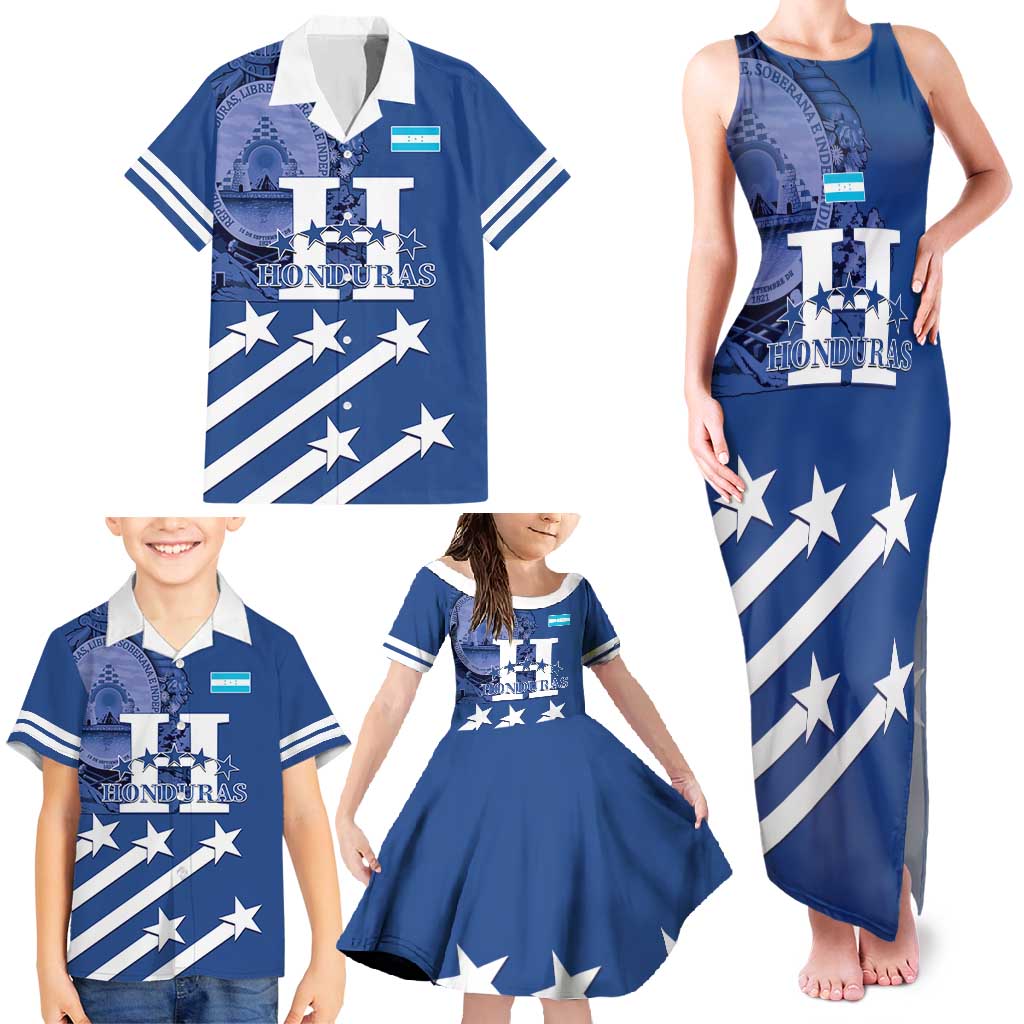 Custom Honduras Football Family Matching Tank Maxi Dress and Hawaiian Shirt 2025 Vamos Los Catrachos