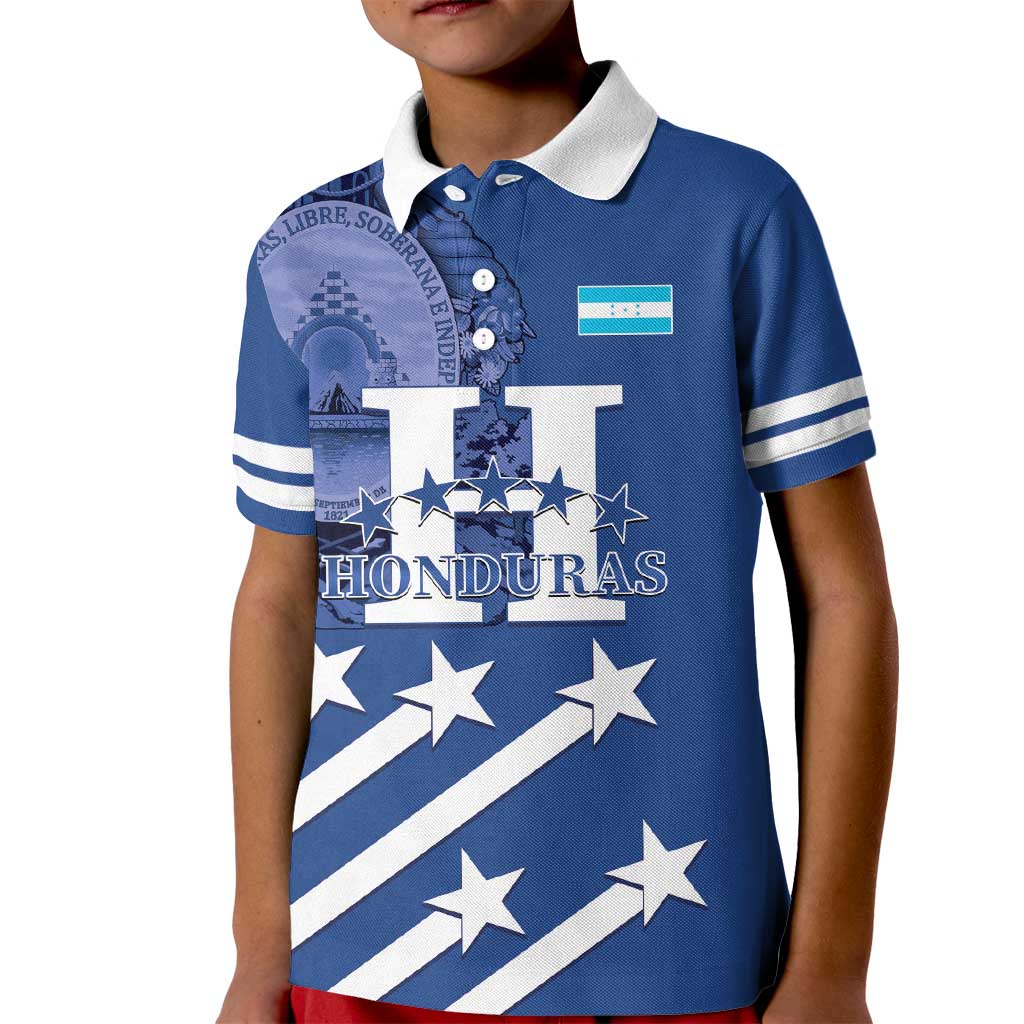 Custom Honduras Football Kid Polo Shirt 2025 Vamos Los Catrachos