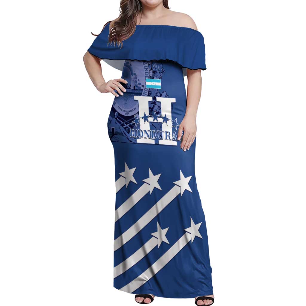 Custom Honduras Football Off Shoulder Maxi Dress 2025 Vamos Los Catrachos