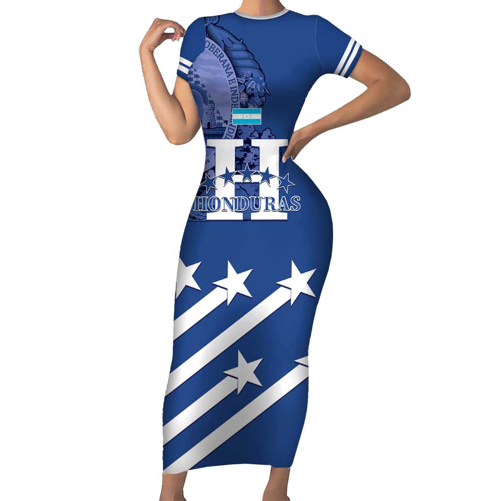 Custom Honduras Football Short Sleeve Bodycon Dress 2025 Vamos Los Catrachos