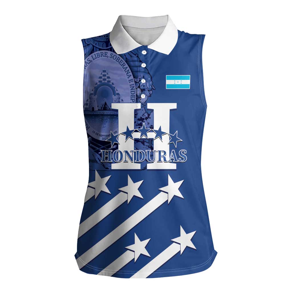 Custom Honduras Football Women Sleeveless Polo Shirt 2025 Vamos Los Catrachos