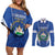 Custom El Salvador Football Couples Matching Off Shoulder Short Dress and Long Sleeve Button Shirt 2025 Vamos La Selecta