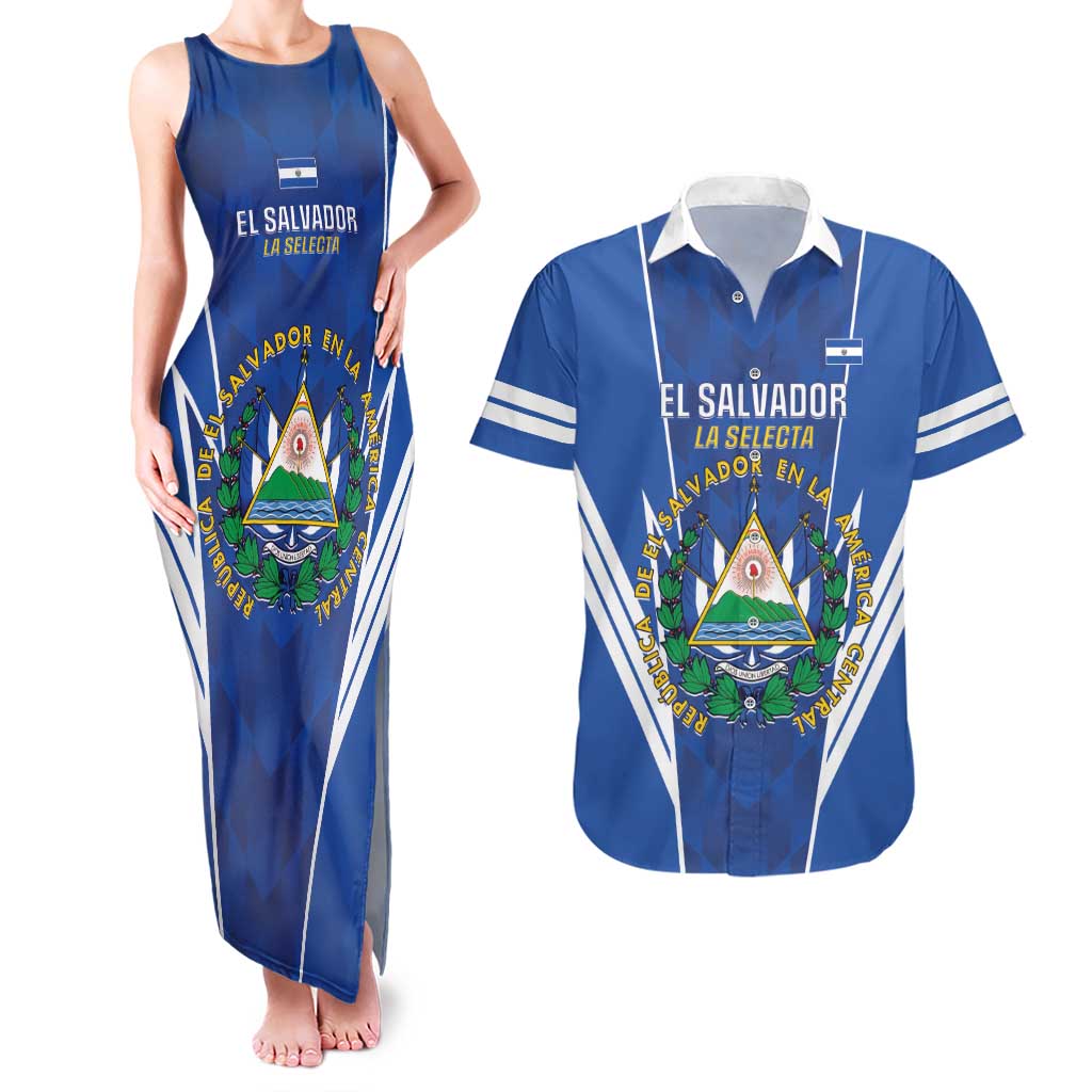 Custom El Salvador Football Couples Matching Tank Maxi Dress and Hawaiian Shirt 2025 Vamos La Selecta