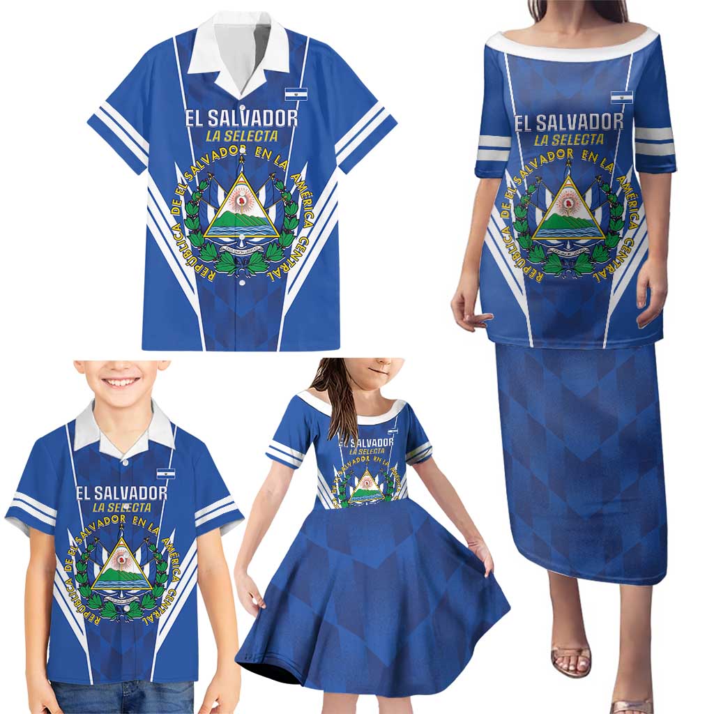 Custom El Salvador Football Family Matching Puletasi and Hawaiian Shirt 2025 Vamos La Selecta