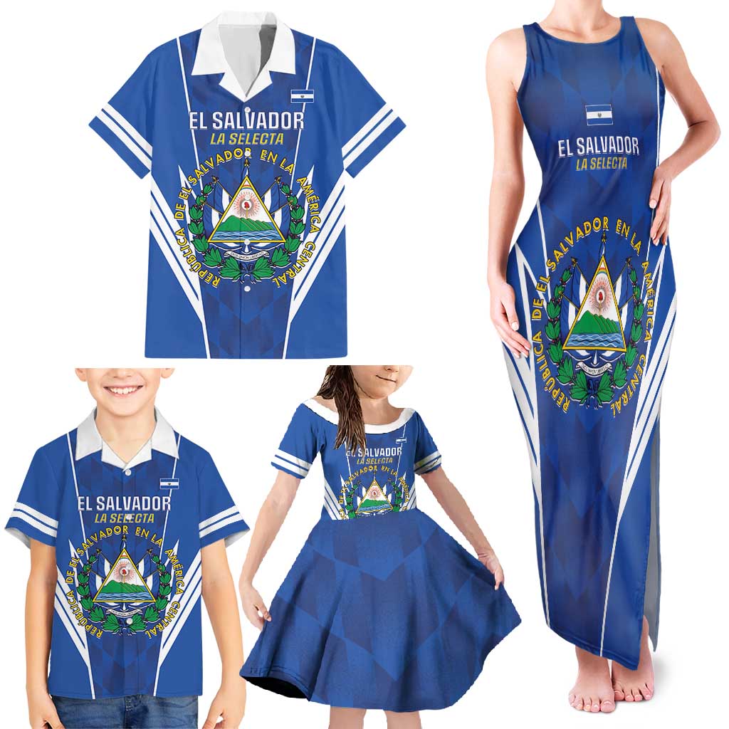 Custom El Salvador Football Family Matching Tank Maxi Dress and Hawaiian Shirt 2025 Vamos La Selecta