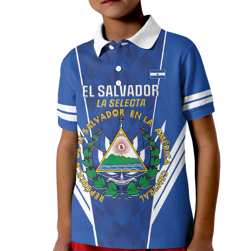 Custom El Salvador Football Kid Polo Shirt 2025 Vamos La Selecta